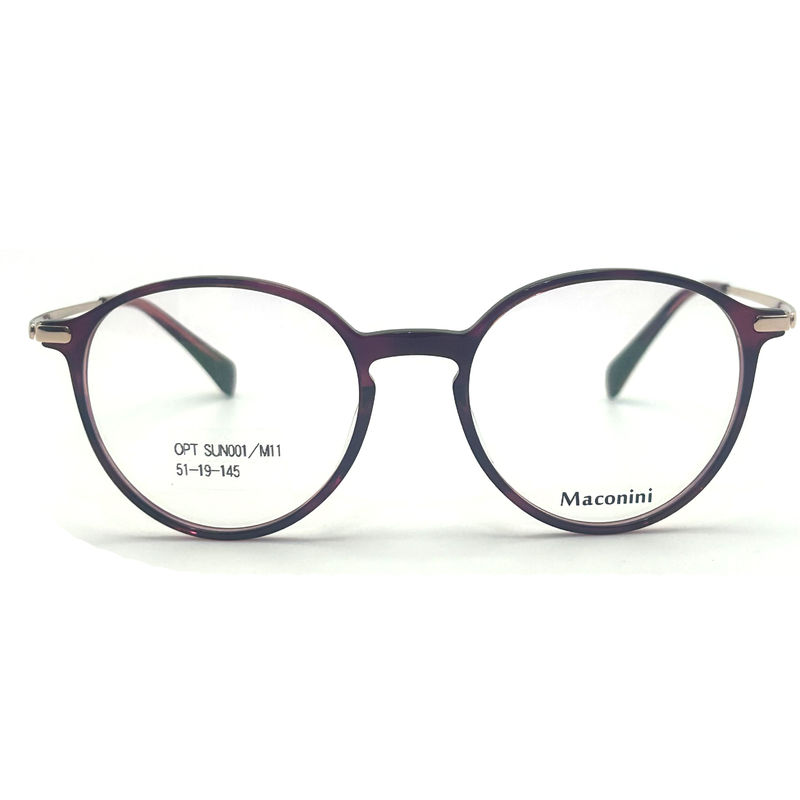 OPT SUN001 Acetato Quadro óptico com templos de alta elasticidade moda estilo redondo aparência elegante